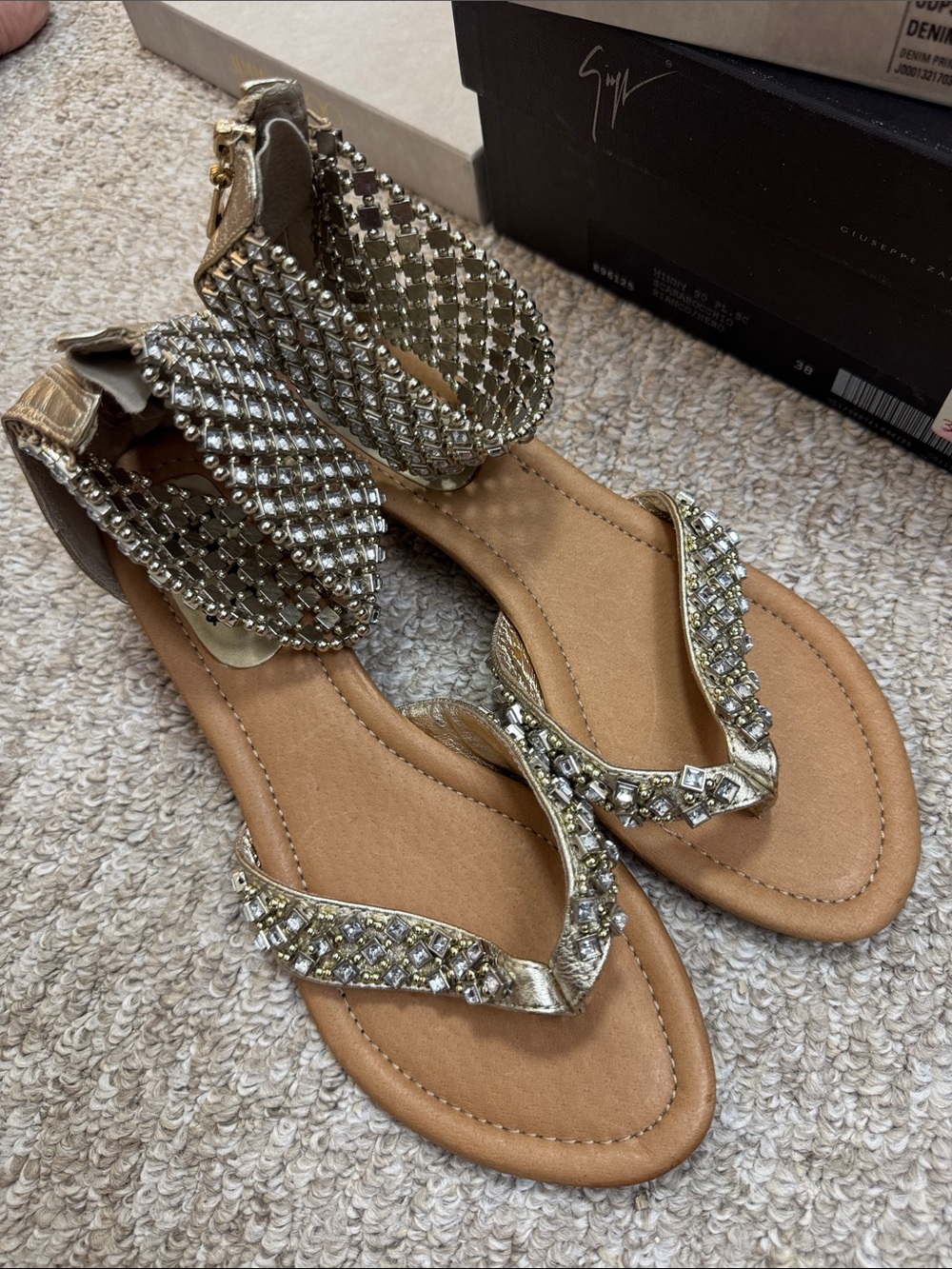 Bravo Browns Gold Crystal-Embellished Women's Sandals